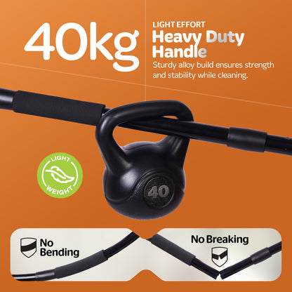 Heavy-duty cleaning handle with 40kg capacity on an orange background